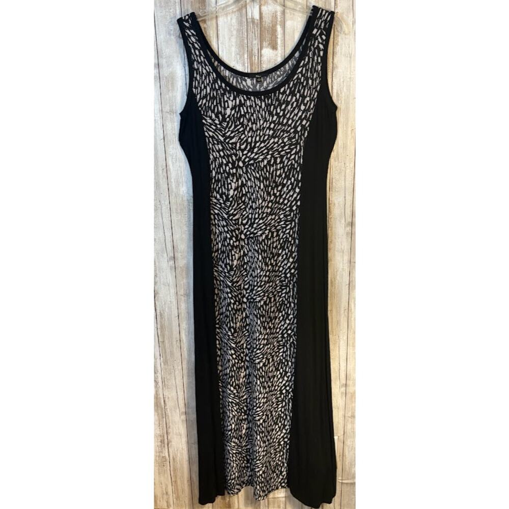 Milano Black White Abstract Print Maxi Dress - Size Medium